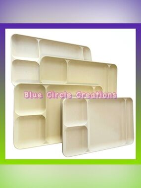 Tupperware Divided Food Trays Vintage Set of Four Cream Colored TV Trays